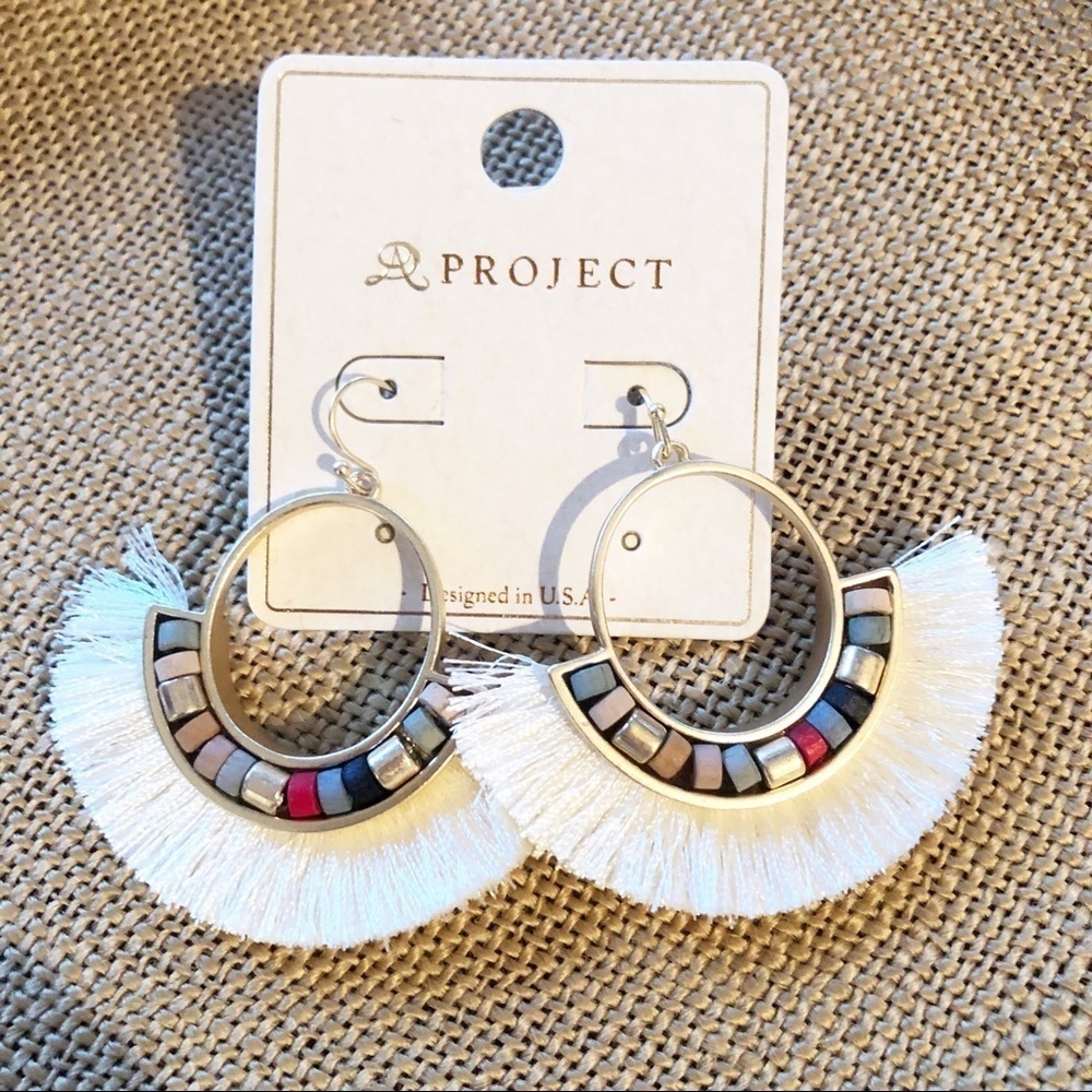 Fringe and Bead Dangle Gold Earrings - NWT